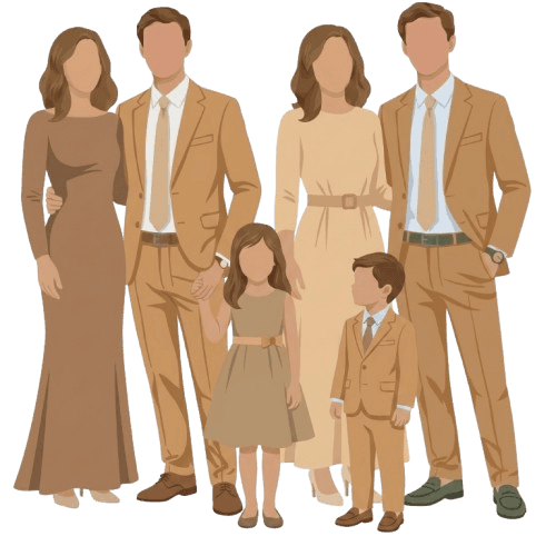 To complement the elegance of our celebration, we kindly request our dear guests to dress in soft, warm neutrals inspired by our chosen palette.